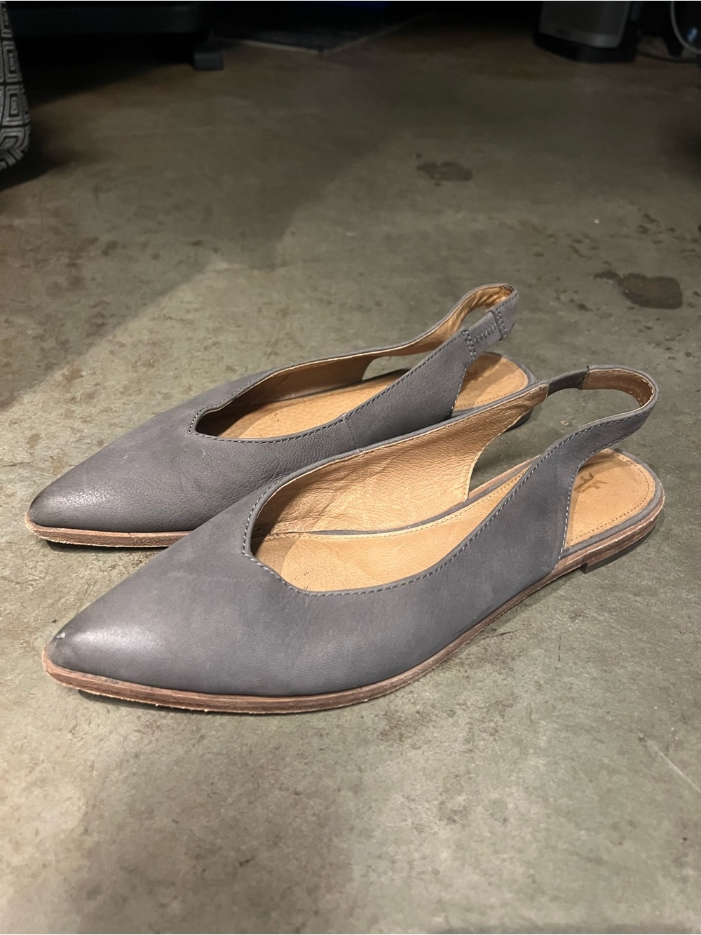 Frye Women's Pointed Slingback Flats in Gray - Picture 3 of 4